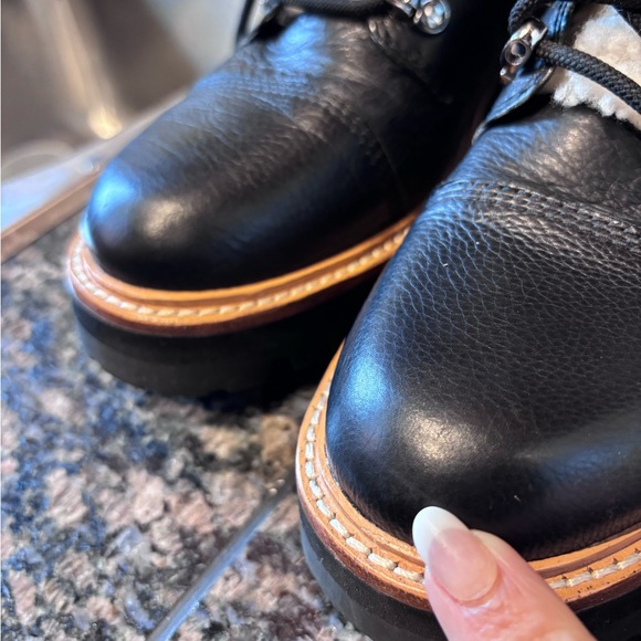 Marc Fisher LTD Idella Black Leather Shearling Boots - Picture 8 of 9